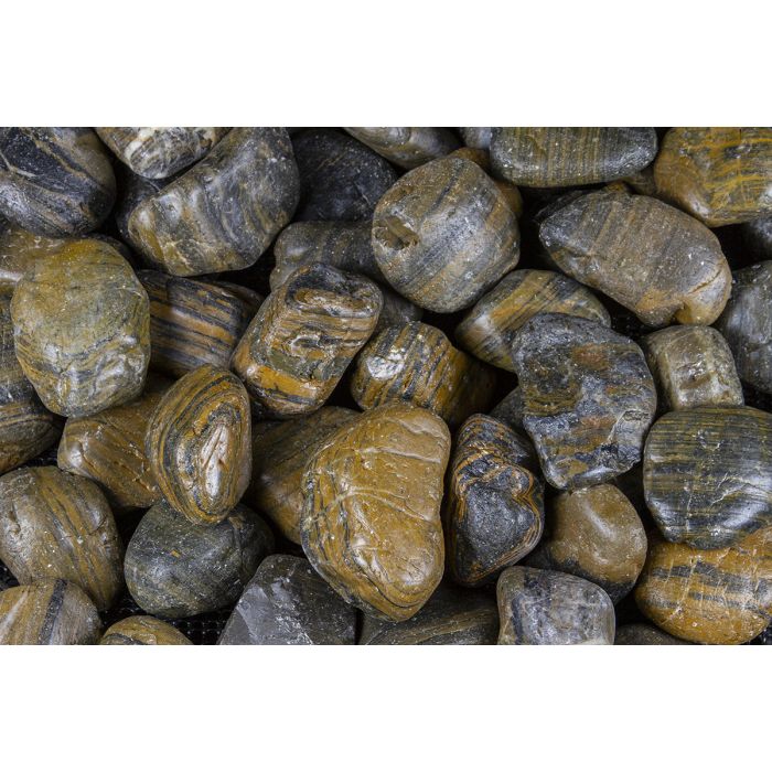 Polished Pebbles - Striped - 40# Bag - PPST40 Pond-less Waterfalls Blue Thumb 