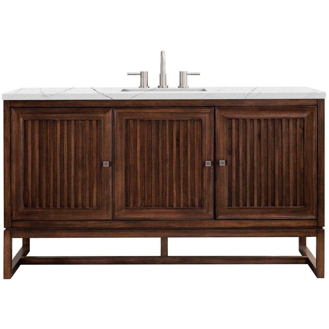 James Martin Athens 60" Single Vanity Vanity James Martin Mid Century Acacia w/ 3 CM Ethereal Noctis Top 
