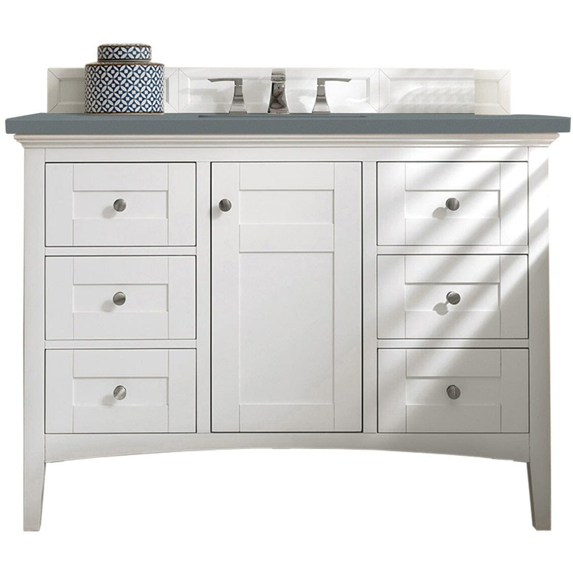 James Martin Palisades 48" Single Vanity Vanity James Martin Bright White w/ 3 CM Cala Blue Quartz Top 