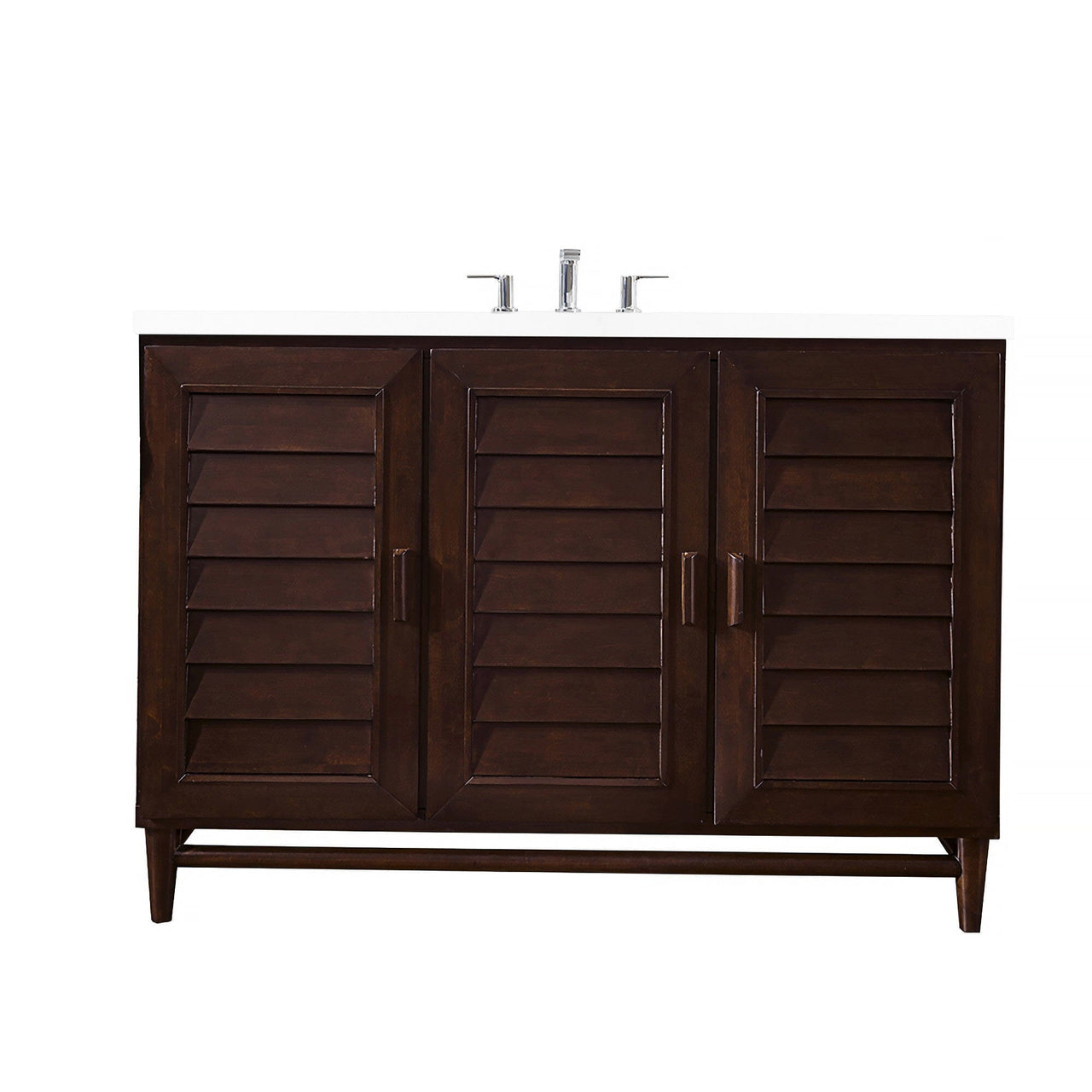 James Martin Portland 48" Single Vanity Vanity James Martin Burnished Mahogany w/ 3 CM Classic White Quartz Top 