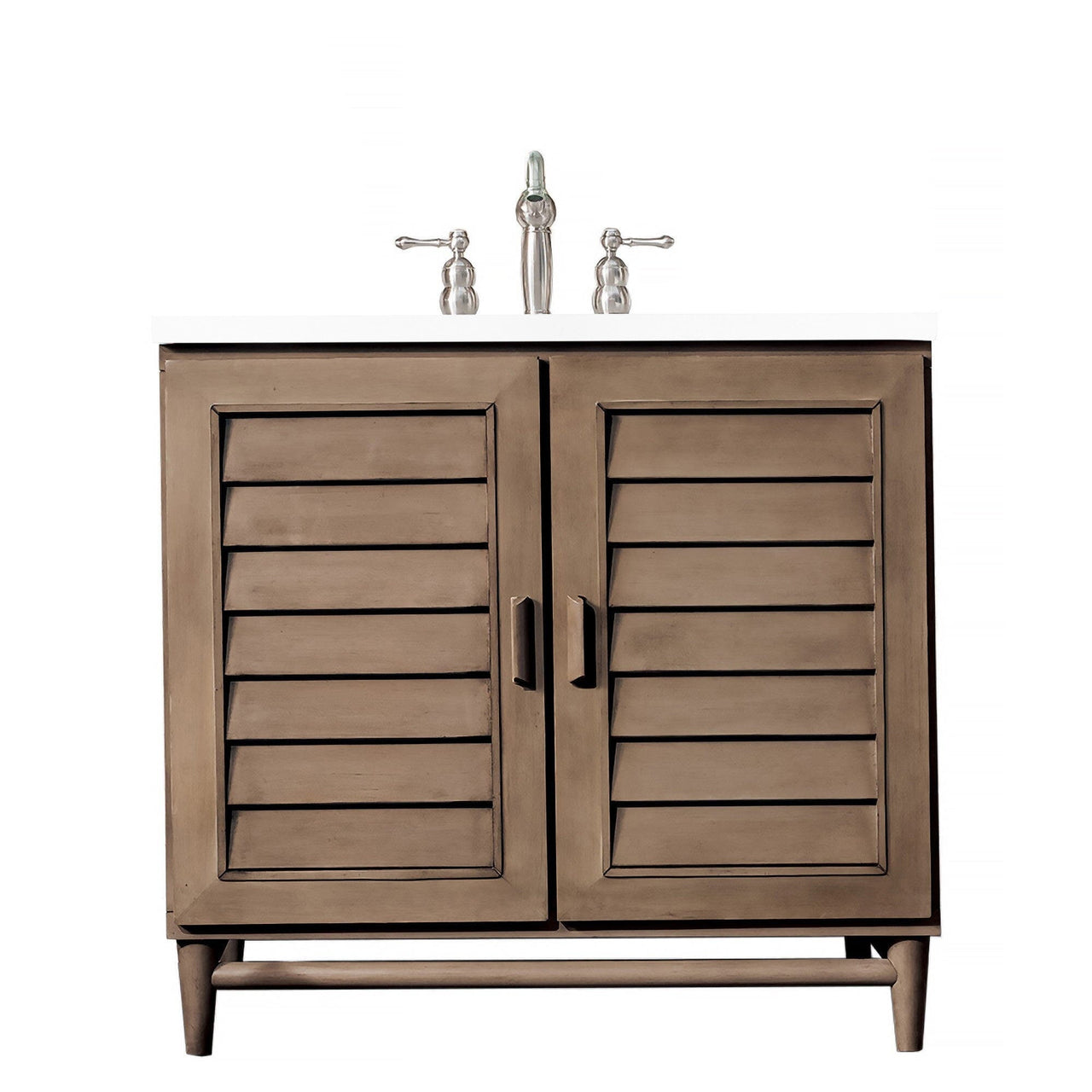 James Martin Portland 36" Single Vanity Vanity James Martin Whitewashed Walnut w/ 3 CM Classic White Quartz Top 