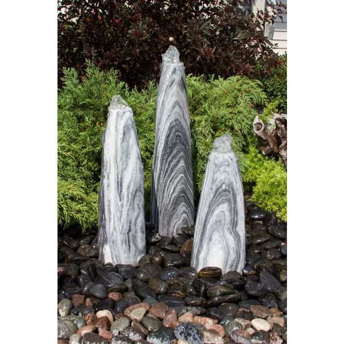 Real Stone Fountains ABART5000 White Gray Marble Triple Pillar Fountain Fountain Blue Thumb 
