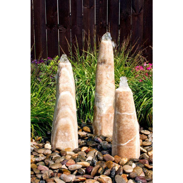 Real Stone Fountains ABART5900 Yellow Onyx Triple Pillar Fountain Fountain Blue Thumb 