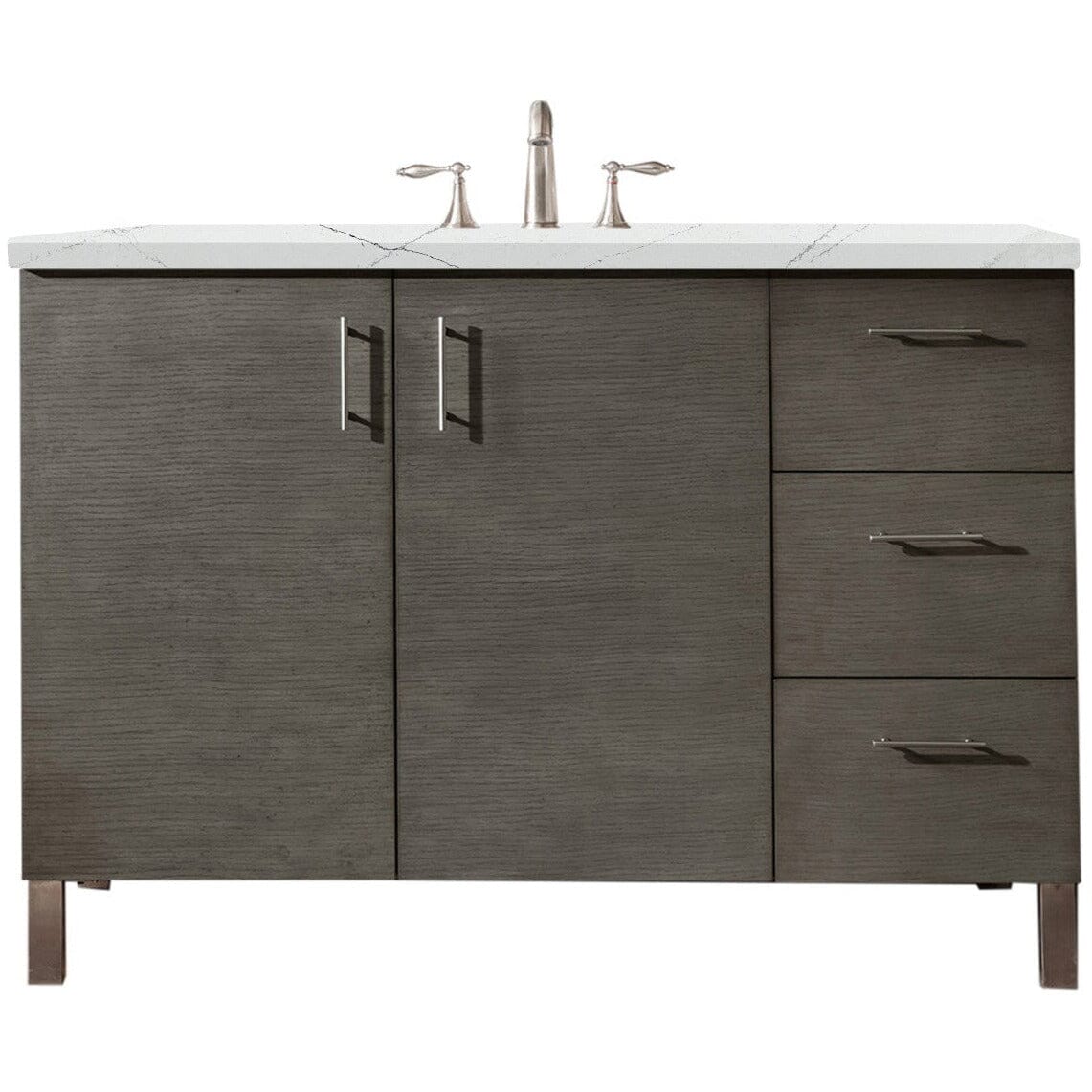 James Martin Metropolitan 48" Single Vanity Vanity James Martin Silver Oak w/ 3 CM Ethereal Noctis Quartz Top 