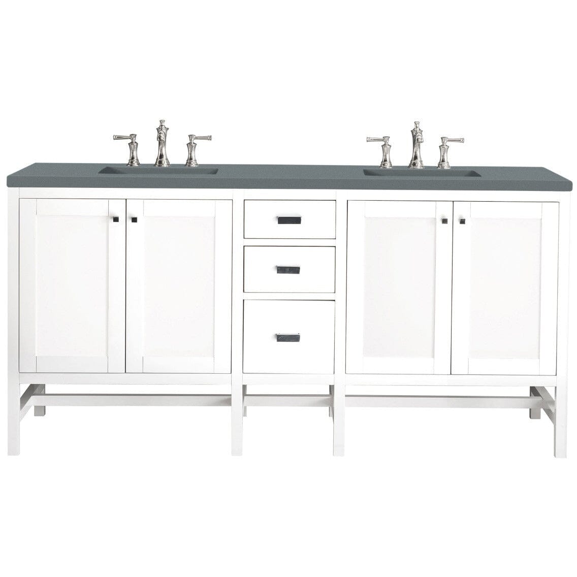 James Martin Addison 72" Double Vanity Vanity James Martin Glossy White w/ 3 CM Cala Blue Top 