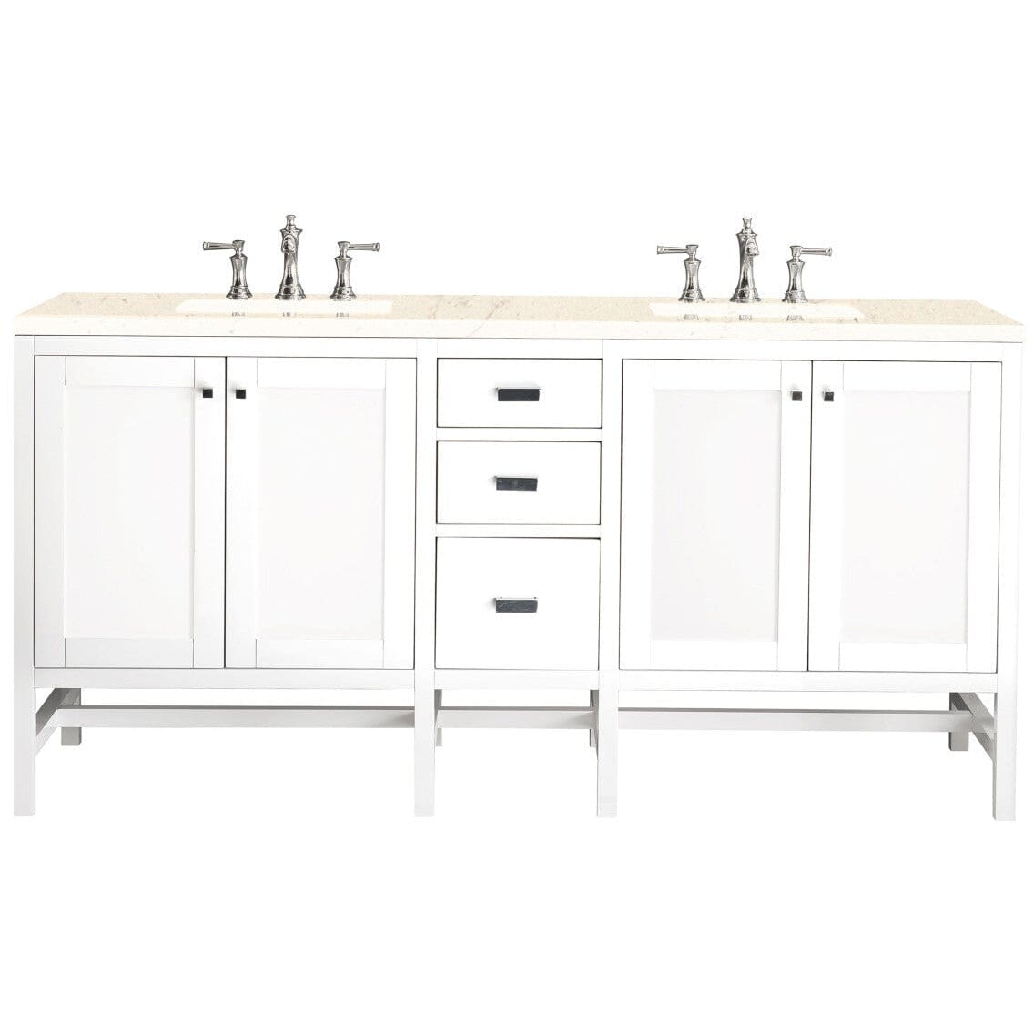 James Martin Addison 72" Double Vanity Vanity James Martin Glossy White w/ 3 CM Eternal Marfil Top 