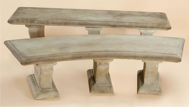 Planum Straight Outdoor Cast Stone Garden Bench Benches Tuscan 