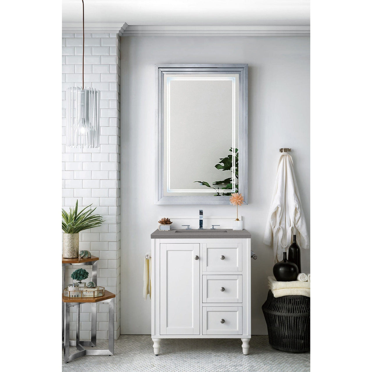 James Martin Copper Cove Encore 30" Single Vanity Vanity James Martin Bright White w/ 3 CM Grey Expo Quartz Top 