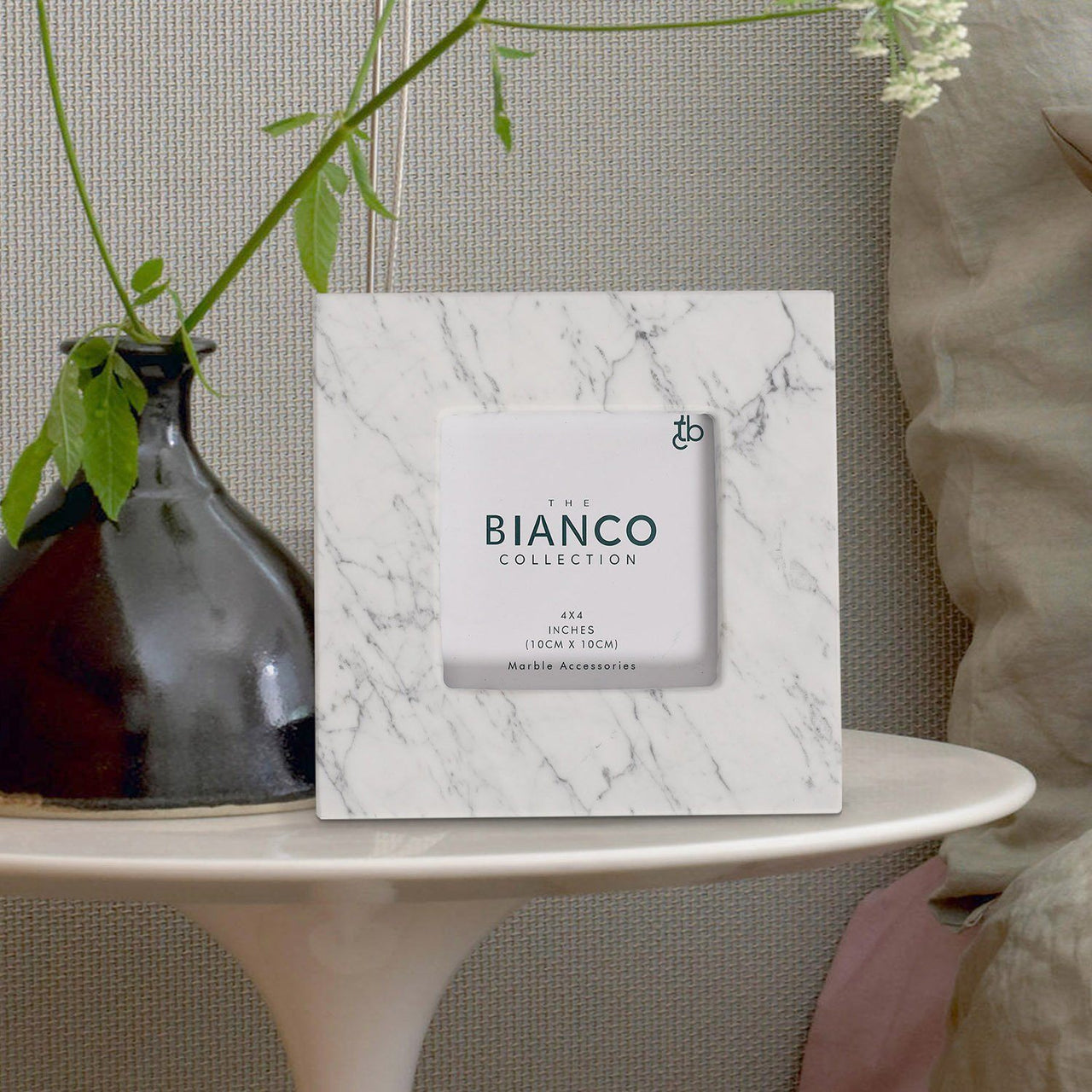 Keith 4"x4" Square Italian Carrara White Marble Picture Frame Picture Frames The Bianco Collection 