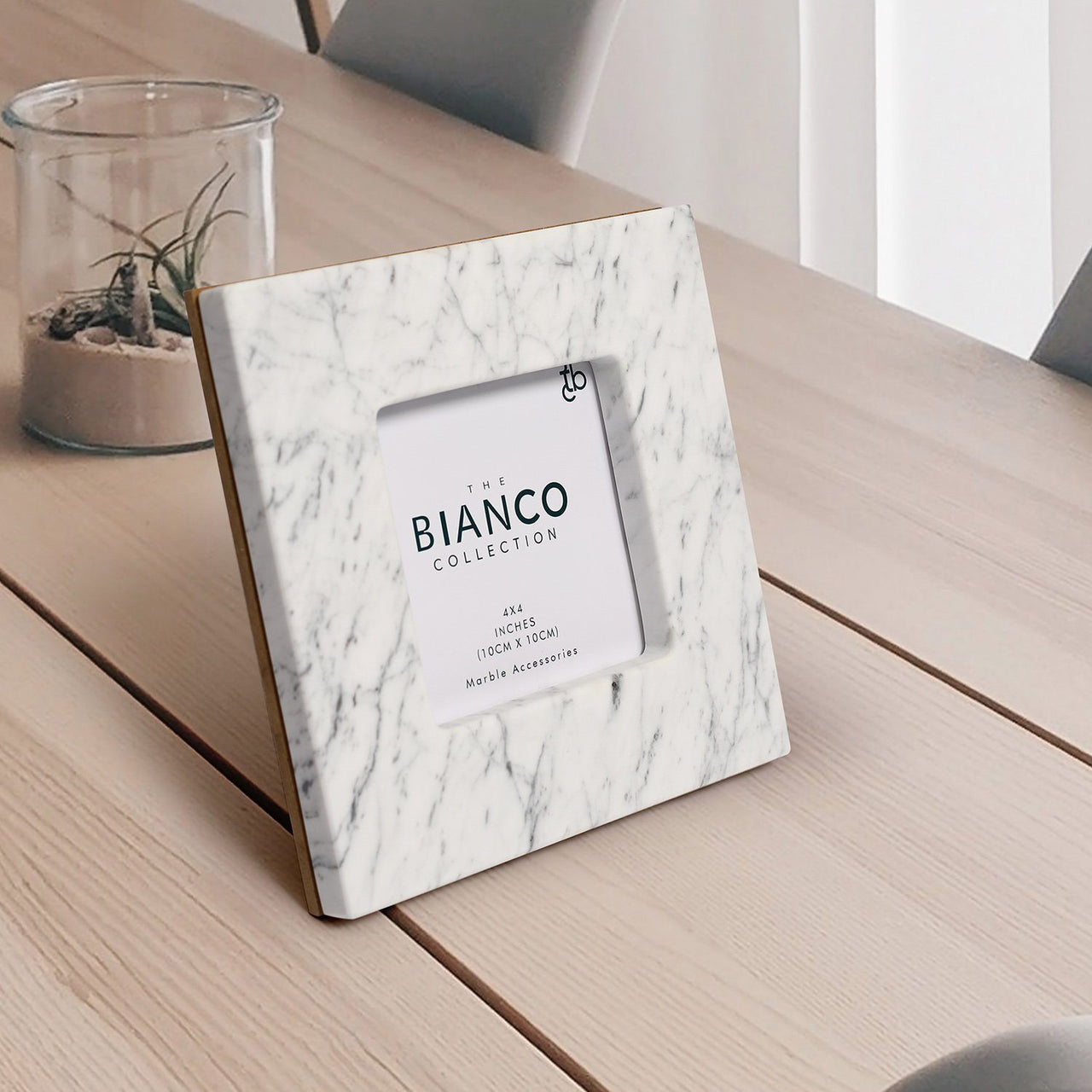 Keith 4"x4" Square Italian Carrara White Marble Picture Frame Picture Frames The Bianco Collection 