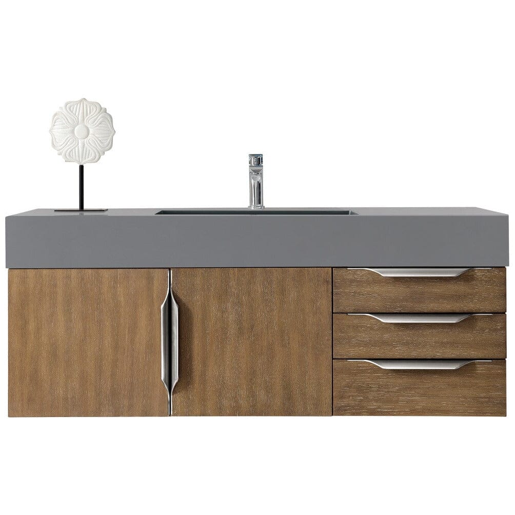 James Martin Mercer Island 48" Single Vanity Vanity James Martin Latte Oak w/ Dusk Grey Glossy Composite Top 