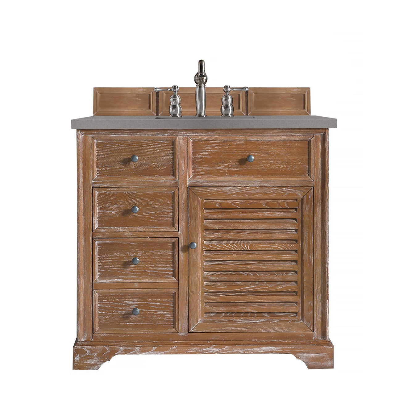 James Martin Savannah 36" Single Vanity Vanity James Martin Driftwood w/ 3 CM Grey Expo Quartz Top 