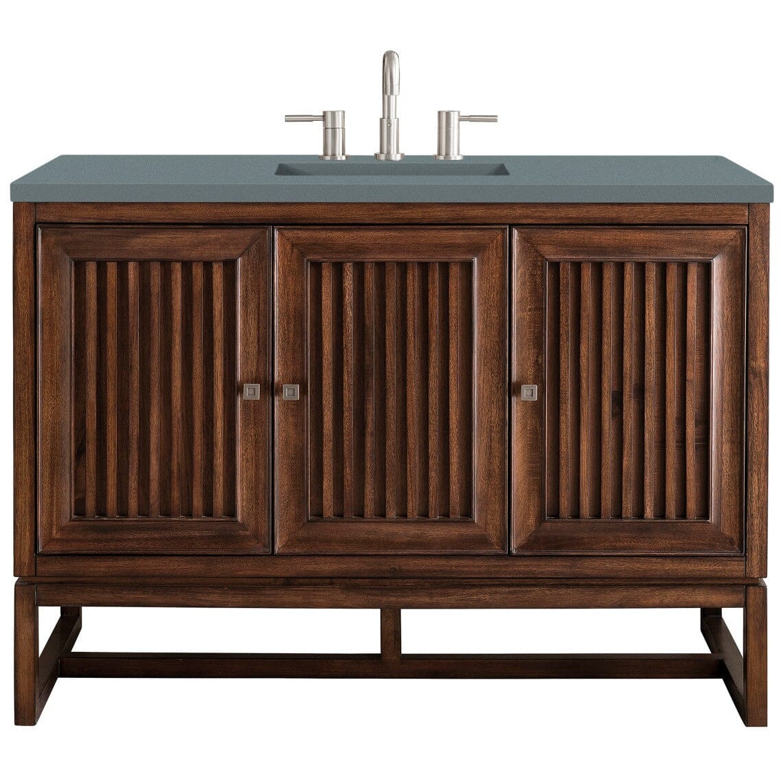 James Martin Athens 48" Single Vanity Vanity James Martin Mid Century Acacia w/ 3 CM Cala Blue Top 