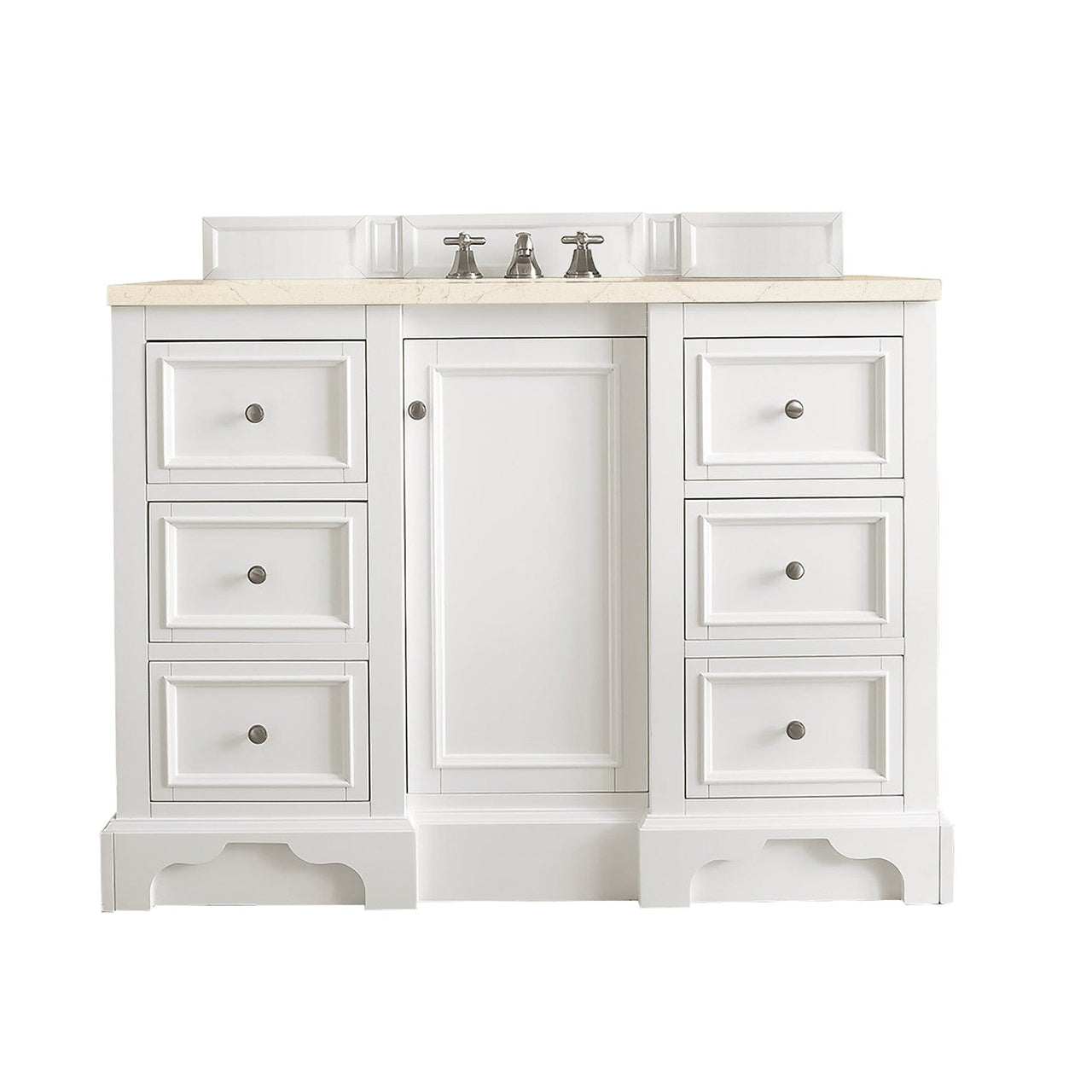 James Martin De Soto 48" Single Vanity Vanity James Martin Bright White w/ 3 CM Eternal Marfil Quartz Top 