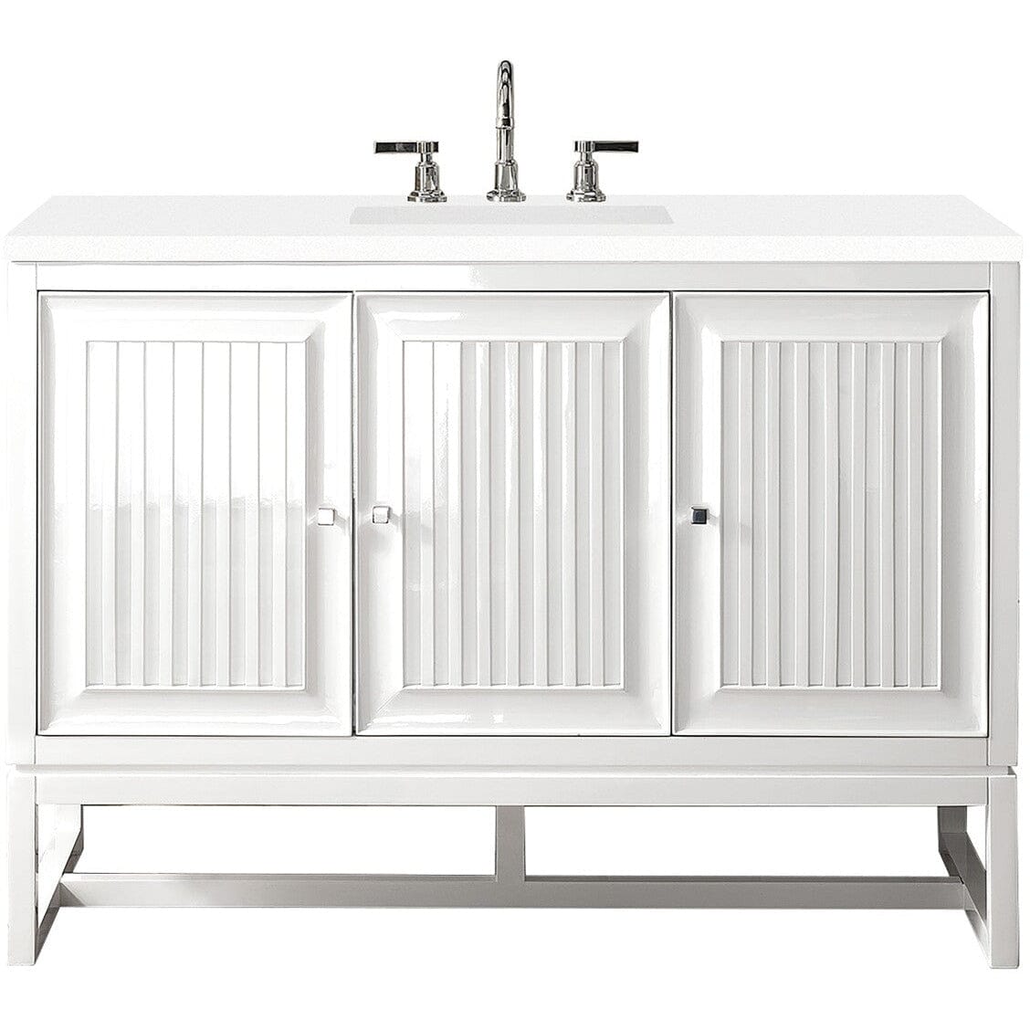 James Martin Athens 48" Single Vanity Vanity James Martin Glossy White w/ 3 CM Classic White Quartz Top 