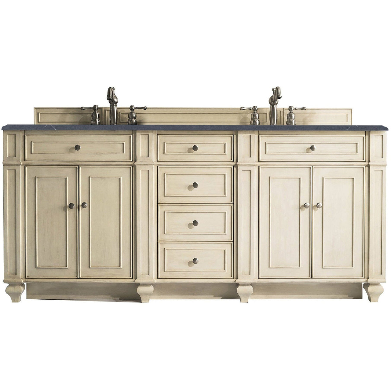 James Martin Bristol 72" Double Vanity Vanity James Martin Vintage Vanilla w/ 3 CM Charcoal Soapstone Quartz Top 