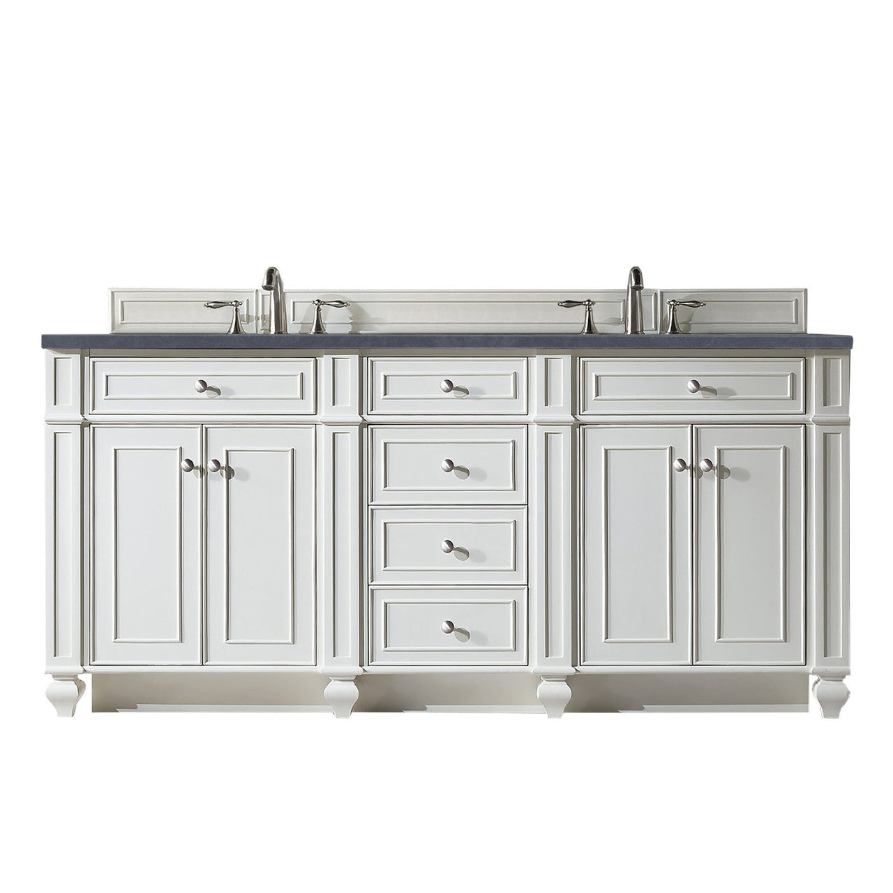 James Martin Bristol 72" Double Vanity Vanity James Martin Bright White w/ 3 CM Charcoal Soapstone Quartz Top 