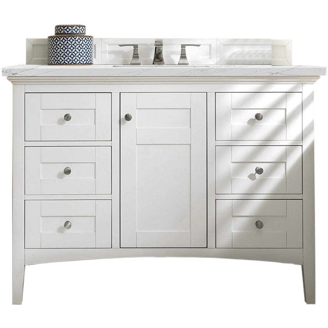 James Martin Palisades 48" Single Vanity Vanity James Martin Bright White w/ 3 CM Ethereal Noctis Quartz Top 