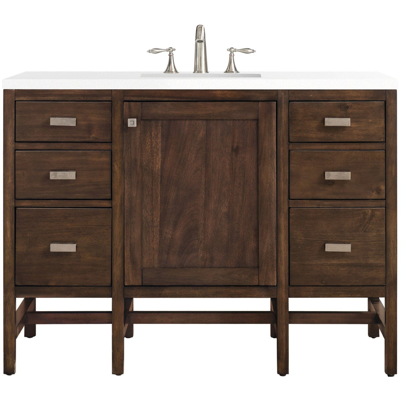 James Martin Addison 48" Single Vanity Vanity James Martin Mid Century Acacia w/ 3 CM Classic White Quartz Top 