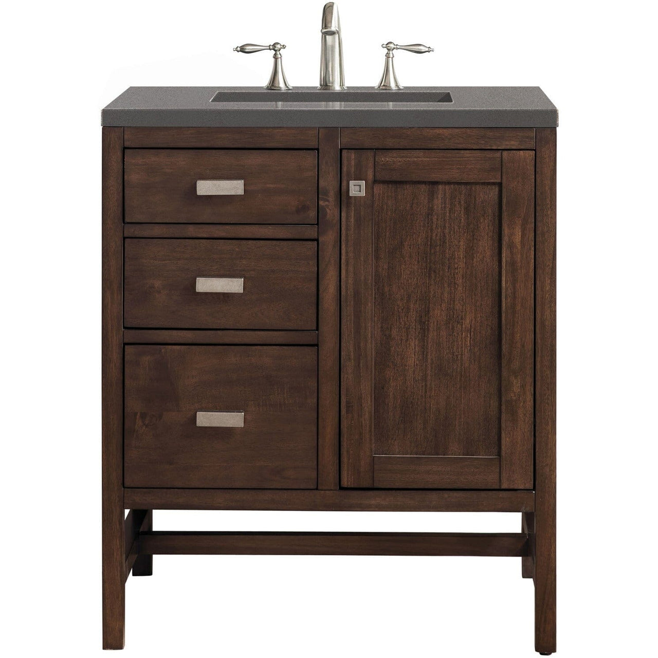 James Martin Addison 30" Single Vanity Vanity James Martin Mid Century Acacia w/ 3 CM Grey Expo Quartz Top 