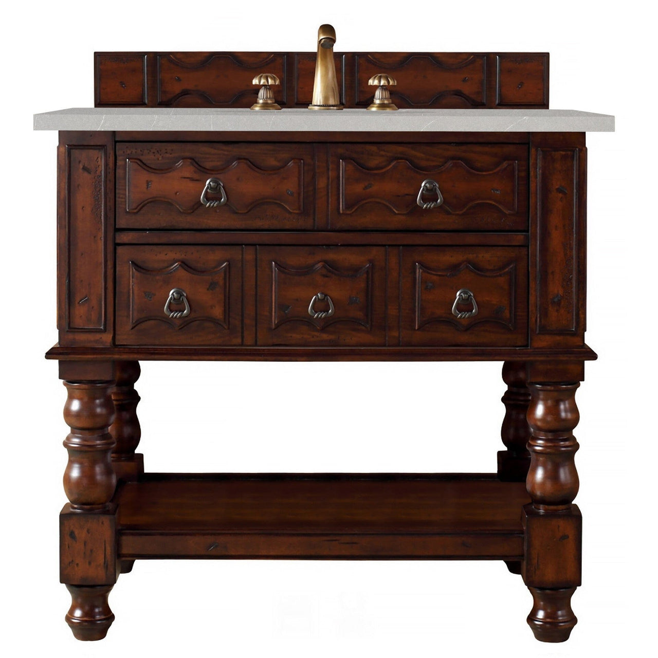 James Martin Castilian 36" Single Vanity Vanity James Martin Aged Cognac w/ 3 CM Eternal Serena Quartz Top 