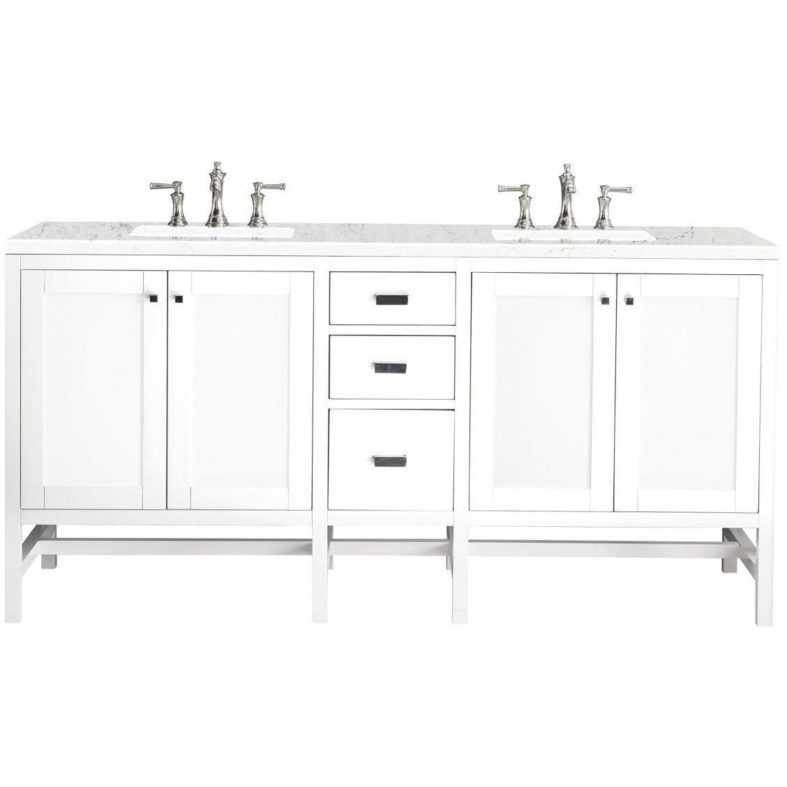 James Martin Addison 72" Double Vanity Vanity James Martin Glossy White w/ 3 CM Eternal Jasmine Pearl Quartz Top 