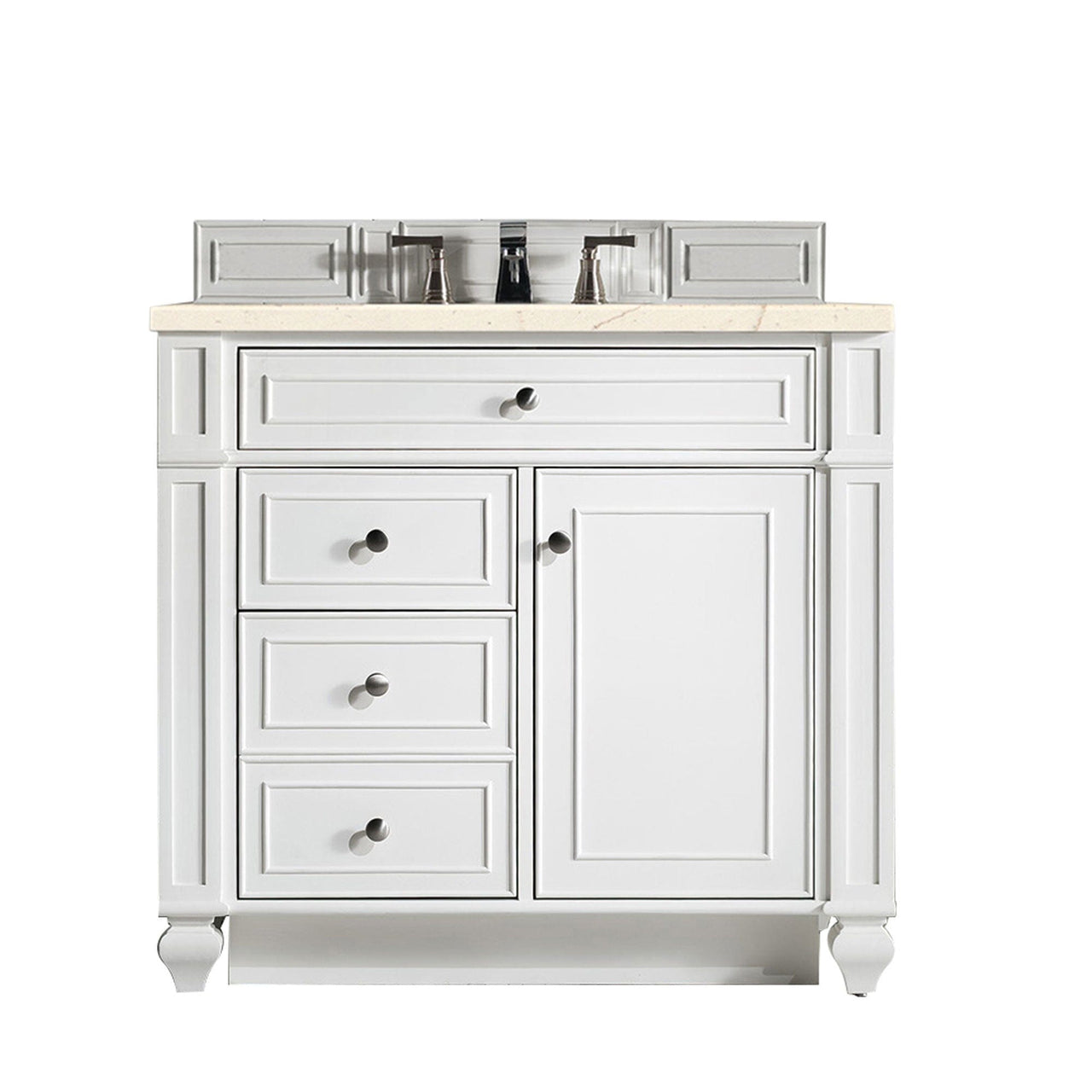 James Martin Bristol 36" Single Vanity Vanity James Martin Bright White w/ 3 CM Eternal Marfil Quartz Top 