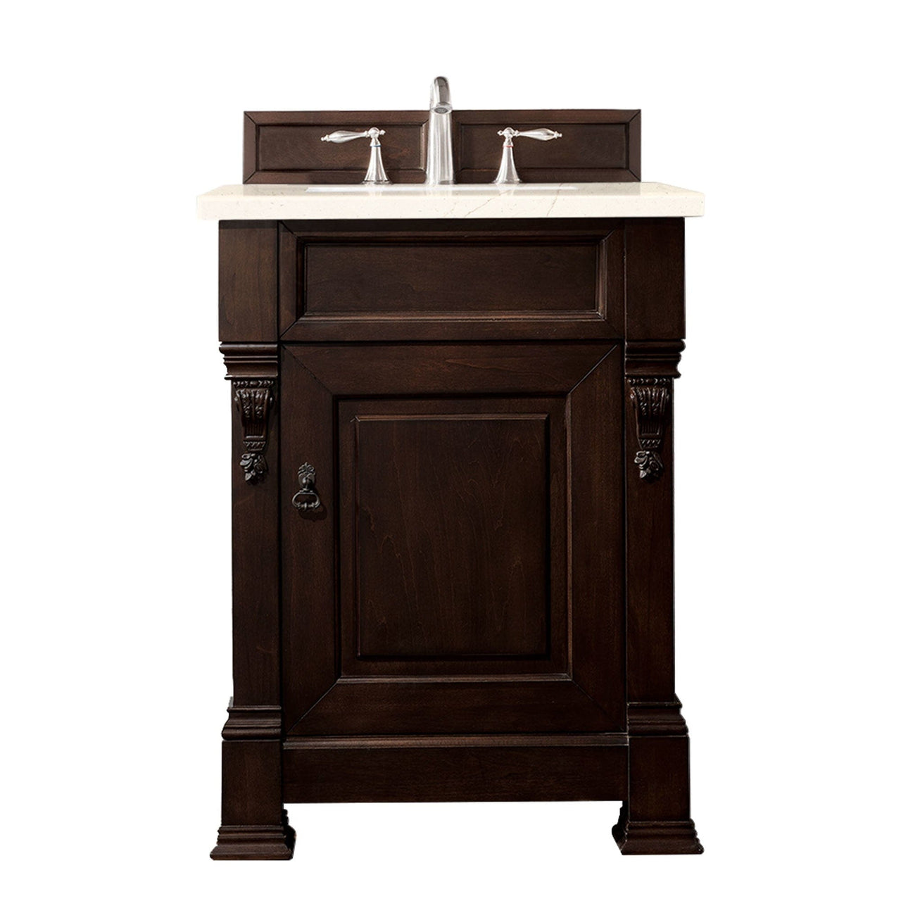 James Martin Brookfield 26" Single Vanity Vanities James Martin Burnished Mahogany w/ 3 CM Eternal Marfil Quartz Top 