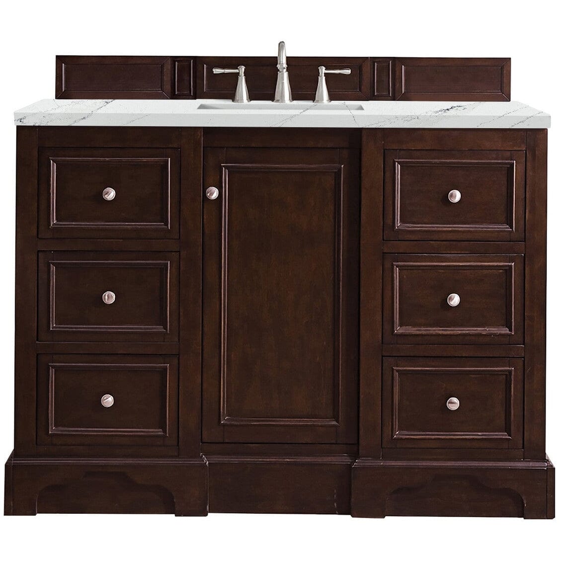 James Martin De Soto 48" Single Vanity Vanity James Martin Burnished Mahogany w/ 3 CM Ethereal Noctis Quartz Top 