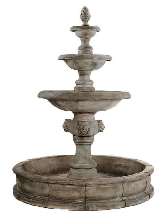 Quattro Lion Three Tier Pond Outdoor Cast Stone Fountain Fountain Tuscan 