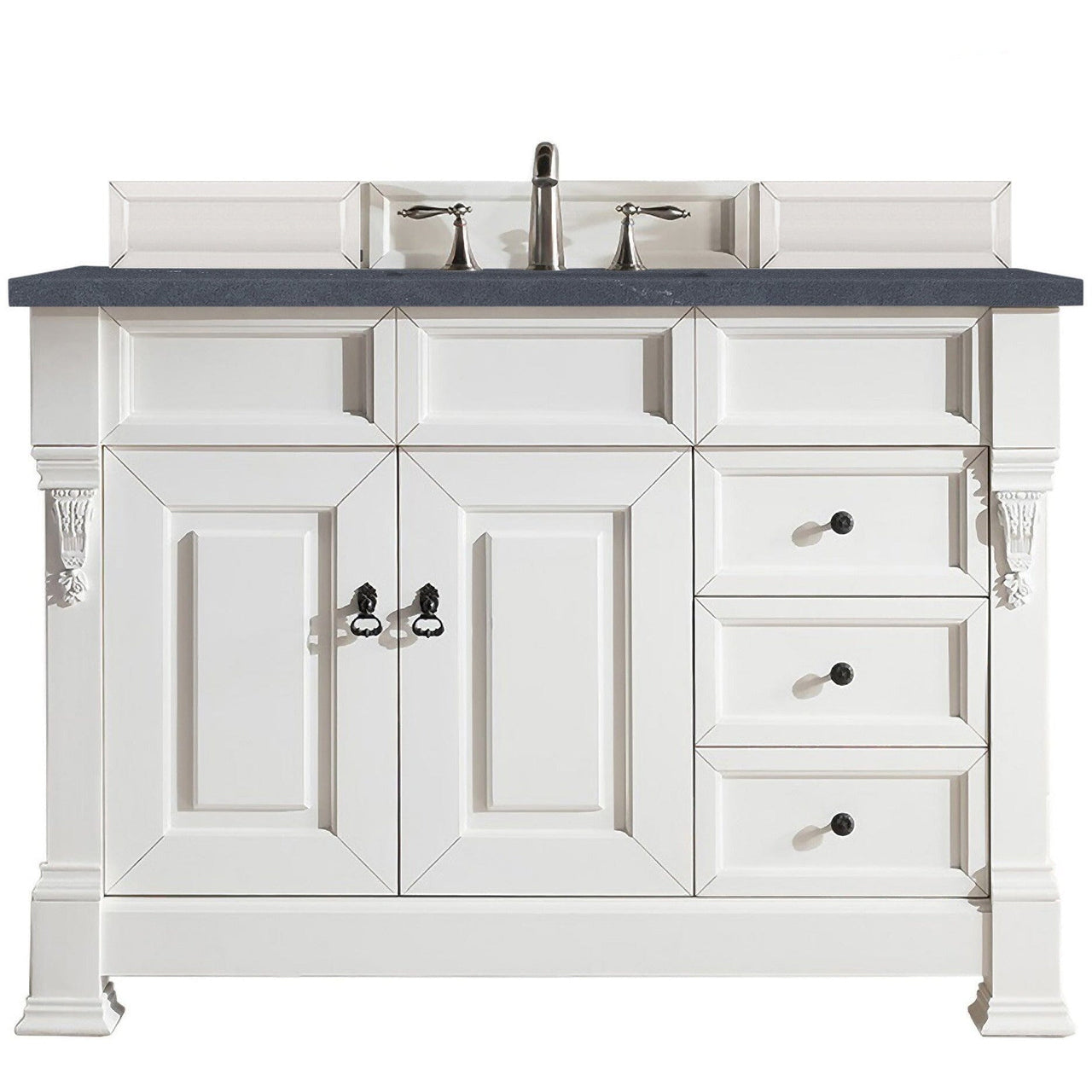 James Martin Brookfield 48" Single Vanity Vanities James Martin Bright White w/ 3 CM Charcoal Soapstone Quartz Top 