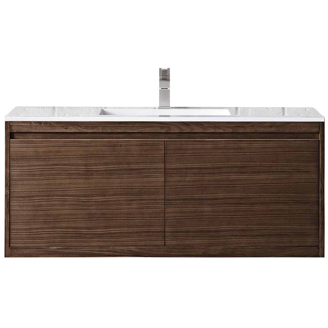 James Martin Milan 47.3" Single Vanity Vanity James Martin Mid Century Walnut w/Glossy White Composite Top 