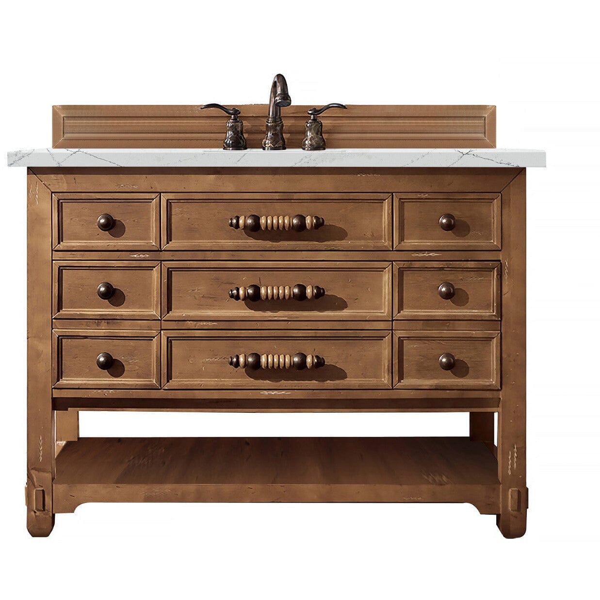James Martin Malibu 48" Single Vanity Vanity James Martin Honey Alder w/ 3 CM Ethereal Noctis Quartz Top 