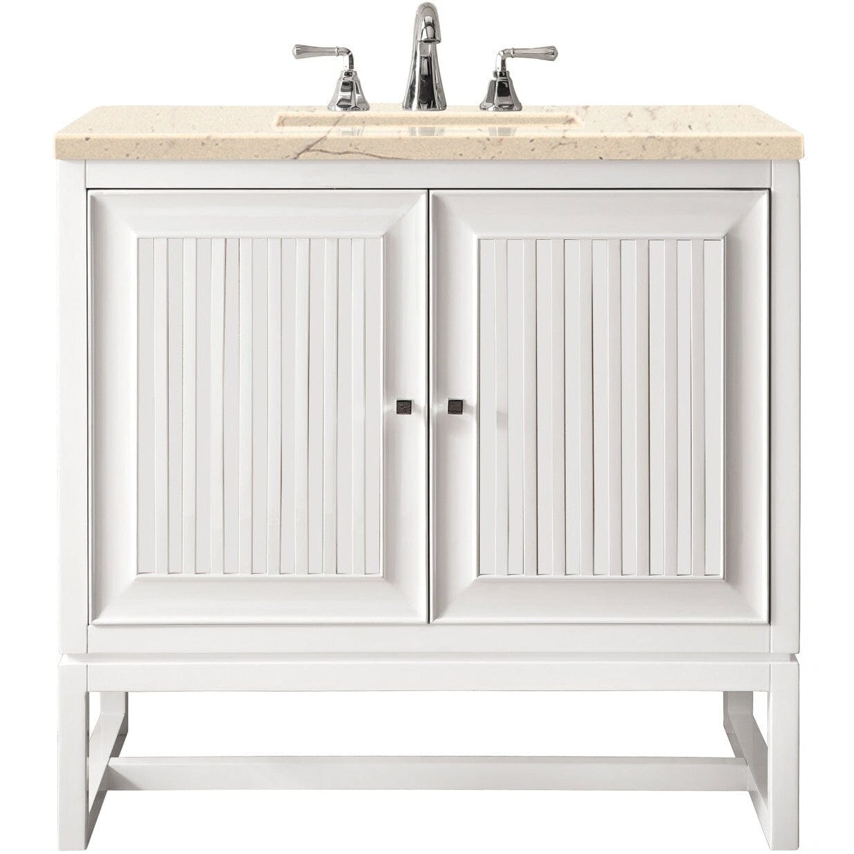 James Martin Athens 30" Single Vanity Vanity James Martin Glossy White w/ 3 CM Eternal Marfil Top 