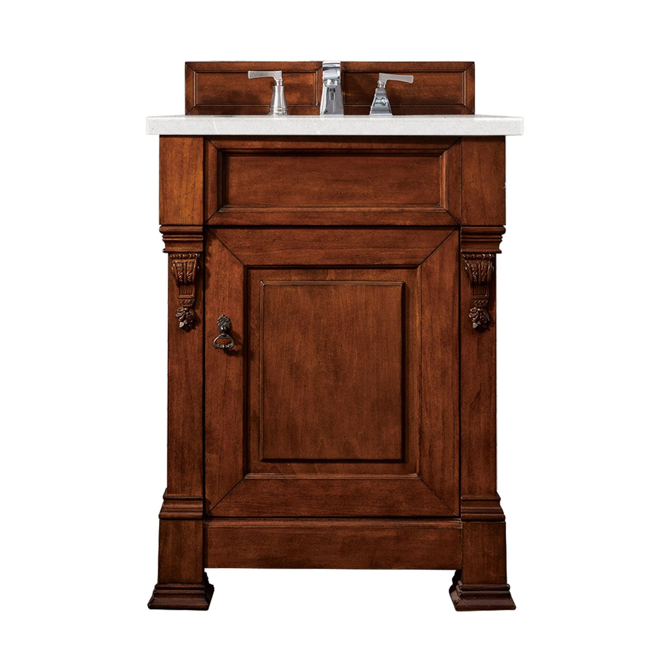 James Martin Brookfield 26" Single Vanity Vanities James Martin Warm Cherry w/ 3 CM Eternal Serena Quartz Top 