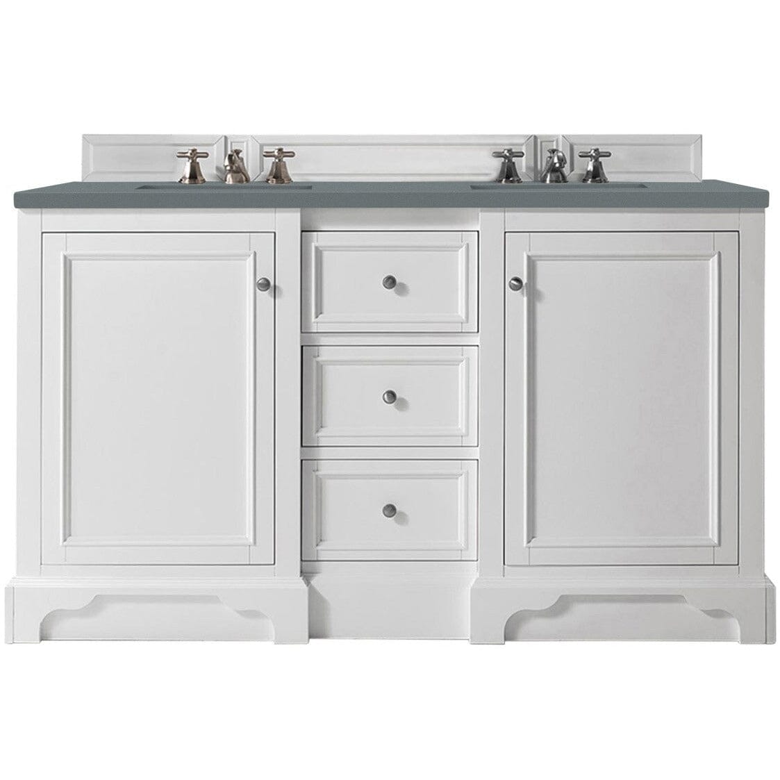 James Martin De Soto 60" Double Vanity Vanity James Martin Bright White w/ 3 CM Cala Blue Quartz Top 