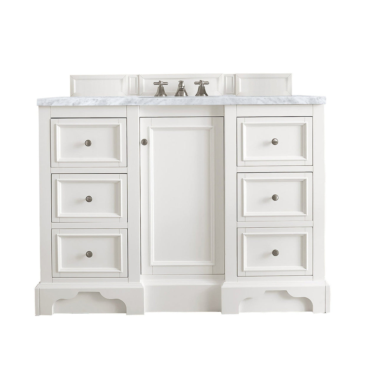 James Martin De Soto 48" Single Vanity Vanity James Martin Bright White w/ 3 CM Carrara Marble Top 