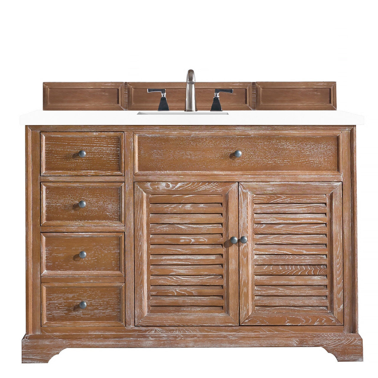 James Martin Savannah 48" Single Vanity Vanity James Martin Driftwood w/ 3 CM Classic White Quartz Top 