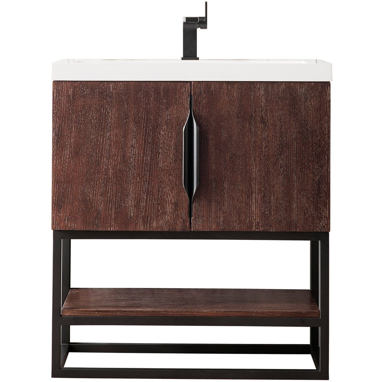 James Martin Columbia 31.5" Single Vanity Vanity James Martin Coffee Oak - Matte Black w/ White Glossy Composite Countertop 