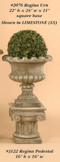 Thumbnail for Regina Pedestal Cast Stone Outdoor Garden Planter Planter Tuscan 