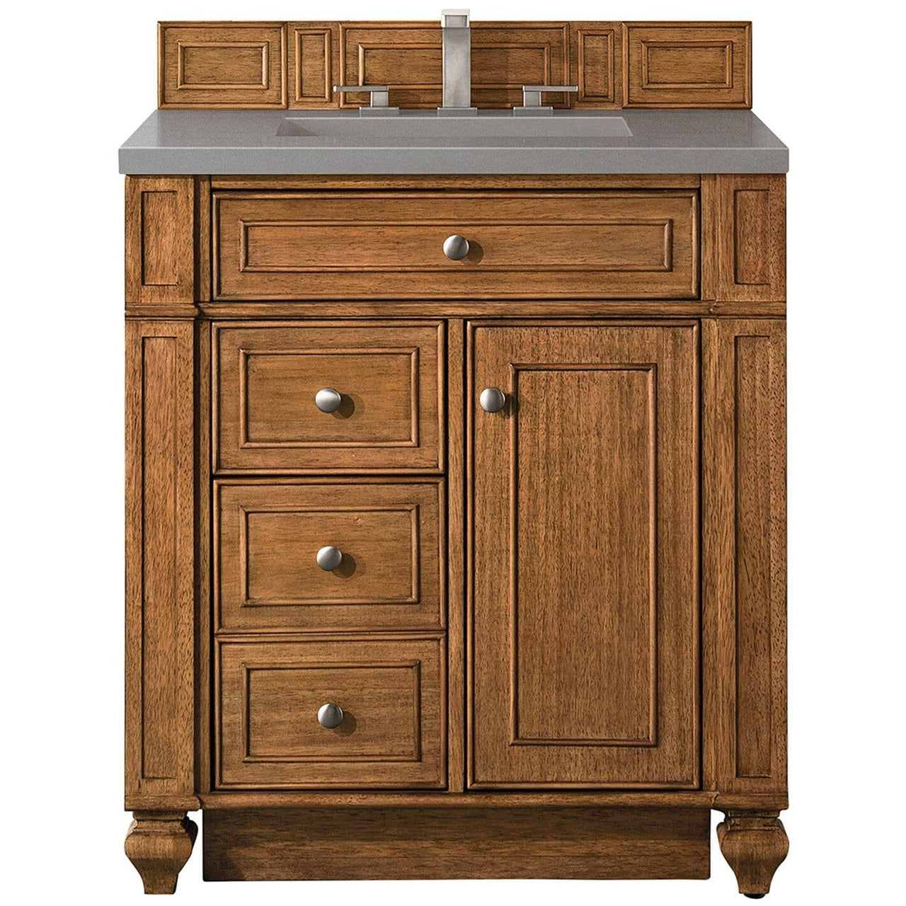 James Martin Bristol 30" Single Vanity Vanity James Martin Saddle Brown w/ 3 CM Grey Expo Quartz Top 