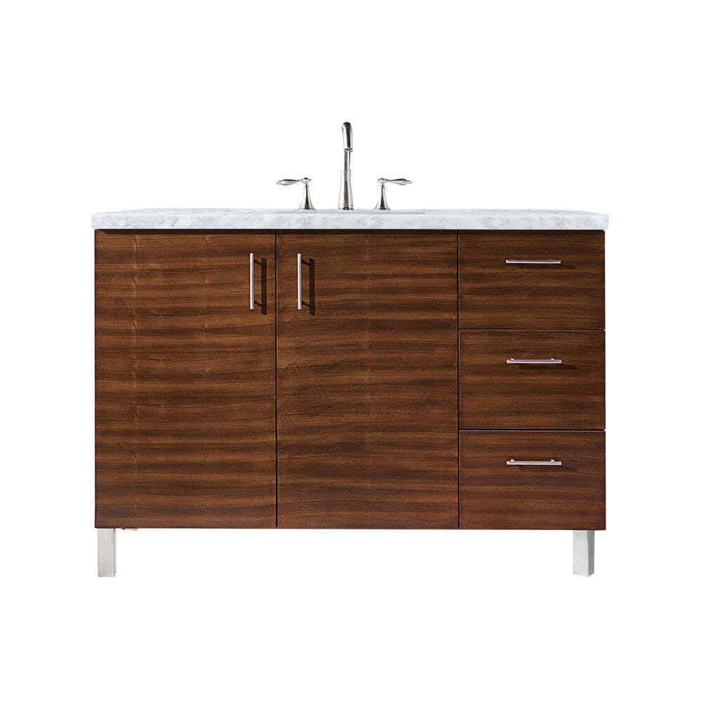 James Martin Metropolitan 48" Single Vanity Vanity James Martin American Walnut w/ 3 CM Carrara Marble Top 