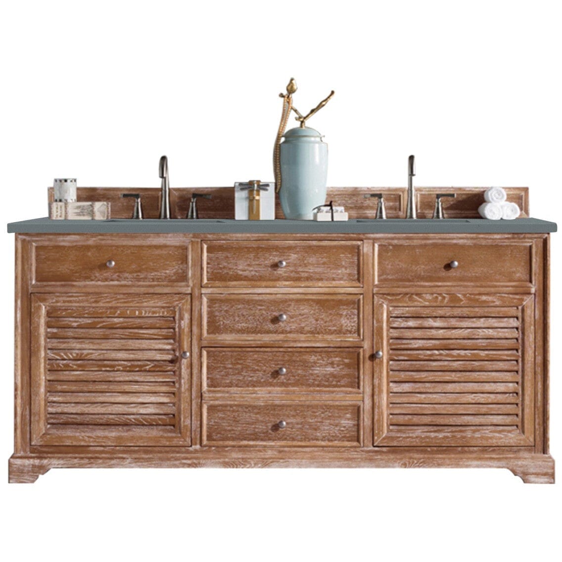 James Martin Savannah 72" Double Vanity Vanity James Martin Driftwood w/ 3 CM Cala Blue Quartz Top 