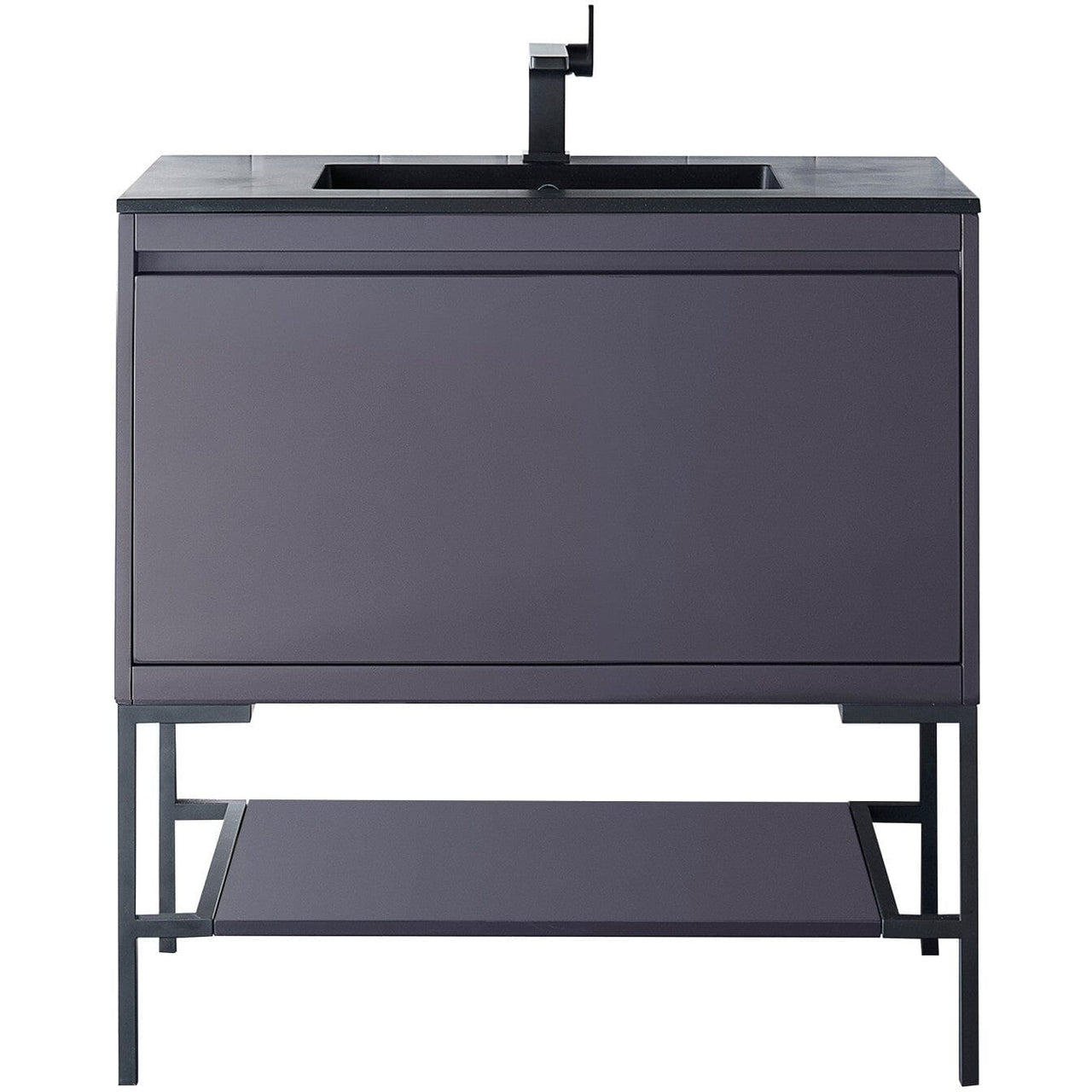 James Martin Milan 35.4" Single Vanity Vanity James Martin Modern Grey - Matte Black w/Charcoal Black Composite Top 