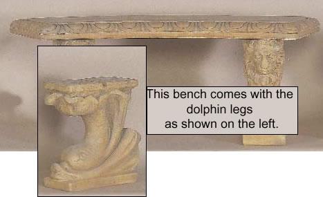 Rimini Curved Outdoor Cast Stone Garden Bench Fish Legs Benches Tuscan 