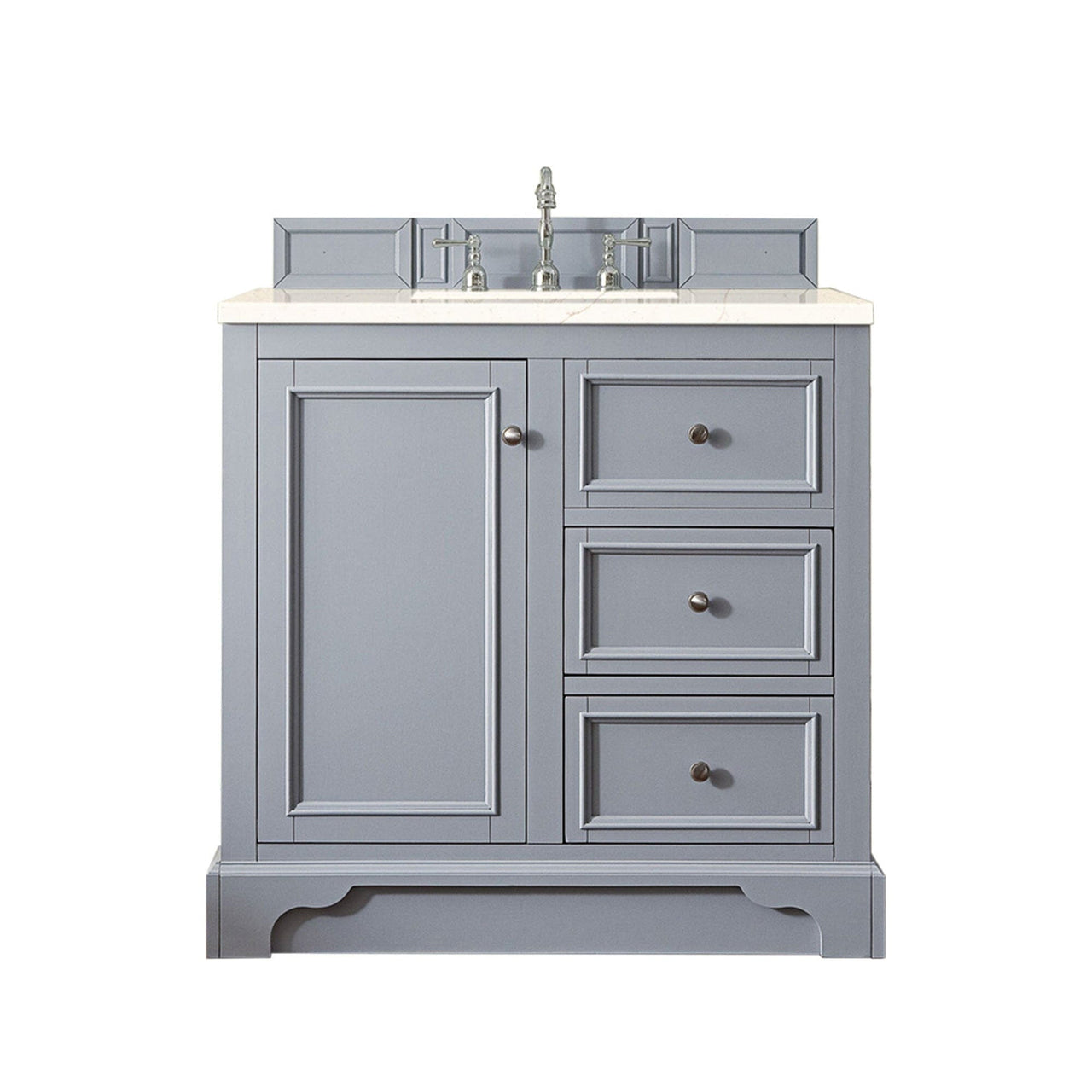 James Martin De Soto 36" Single Vanity Vanity James Martin Silver Gray w/ 3 CM Eternal Marfil Quartz Top 