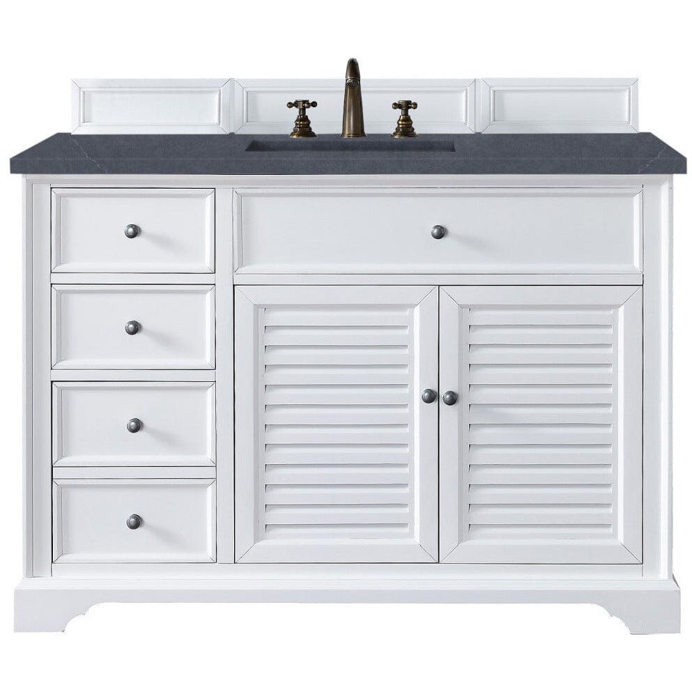 James Martin Savannah 48" Single Vanity Vanity James Martin Bright White w/ 3 CM Charcoal Soapstone Quartz Top 