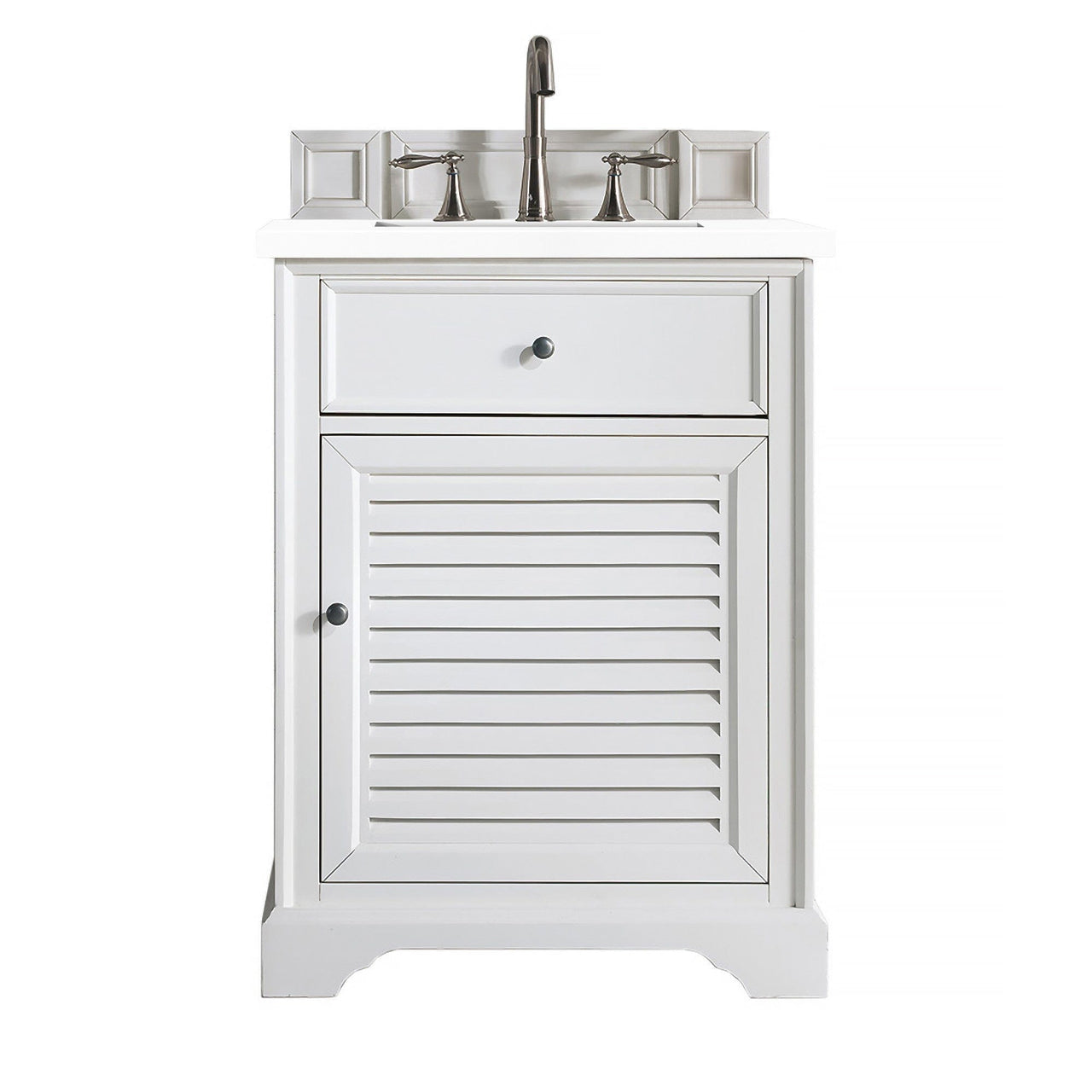 James Martin Savannah 26" Single Vanity Vanity James Martin Bright White w/ 3 CM Classic White Quartz Top 