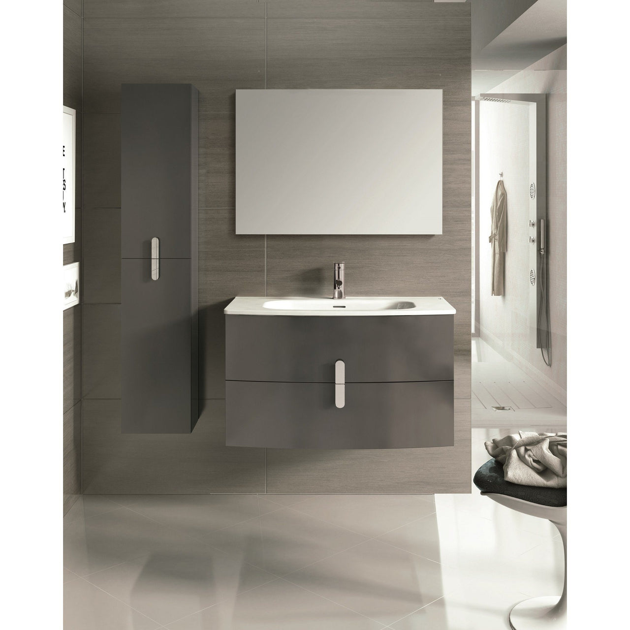 Eviva Cali 39" Wall Mount Grey Modern Vanity with White Integrated Porcelain Sink Vanity Eviva 