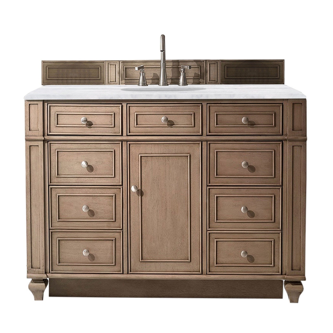 James Martin Bristol 48" Single Vanity Vanity James Martin Whitewashed Walnut w/ 3 CM Arctic Fall Solid Surface Top 